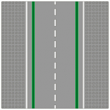 80547pb01 Baseplate, Road 32 x 32 7-Stud Straight with Road with White Sidelines Pattern
